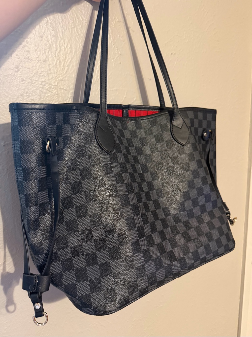 Designer,Style 🔥 Black Checkered Tote Bag